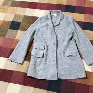 DKNY Light Gray Double-Breasted Blazer